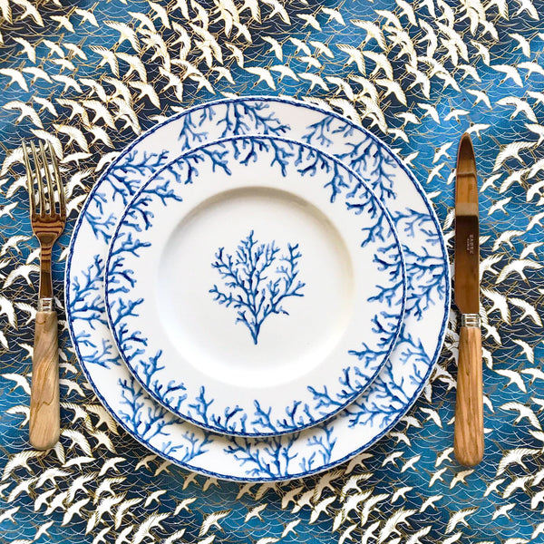 4 rectangular dinner plates Coral blue Coastal Coral Blue NEW - THE WILD SHOWCASE