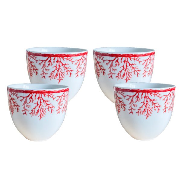 4 x Coffee cups Coral red Coastal Coral Red NEW - THE WILD SHOWCASE