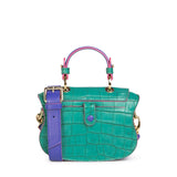 Audrey Micro: Green & Pink Croc-Embossed Designer Crossbody Bag - THE WILD SHOWCASE