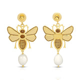 Bee in Mother of Pearl and Topaz Earrings - THE WILD SHOWCASE