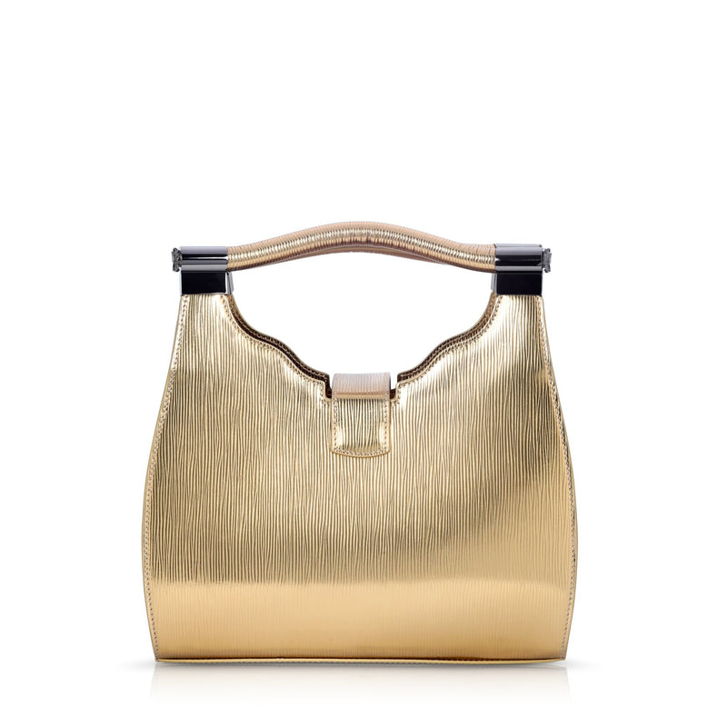 Empire Cheetah Mini Hobo: Designer Shoulder Bag in Metallic Gold Embossed Leather - THE WILD SHOWCASE
