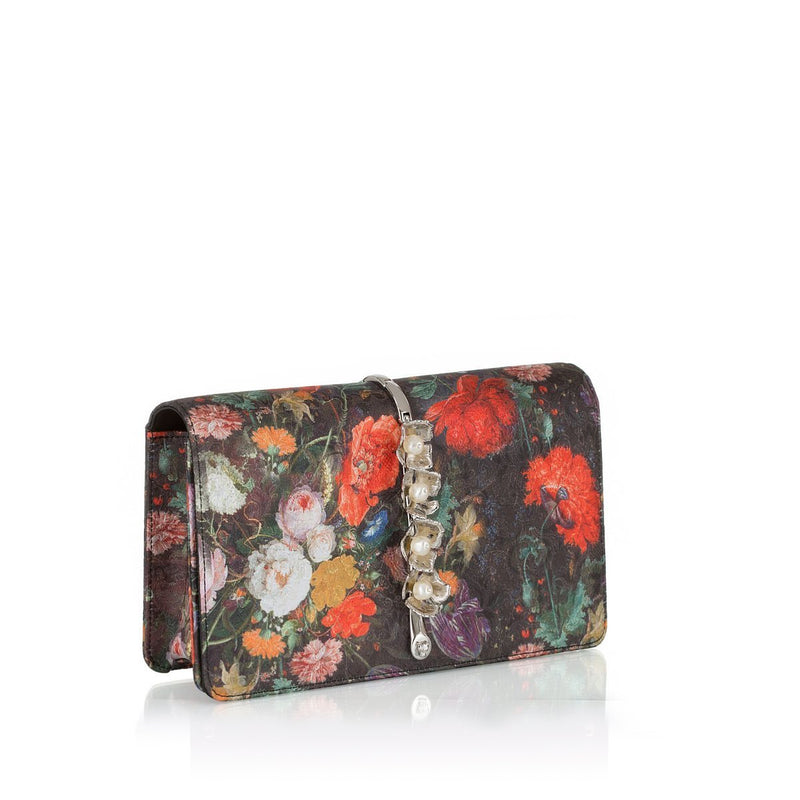 Imperial Orchid Evening Clutch: Designer Evening Bag in Floral Silk - THE WILD SHOWCASE