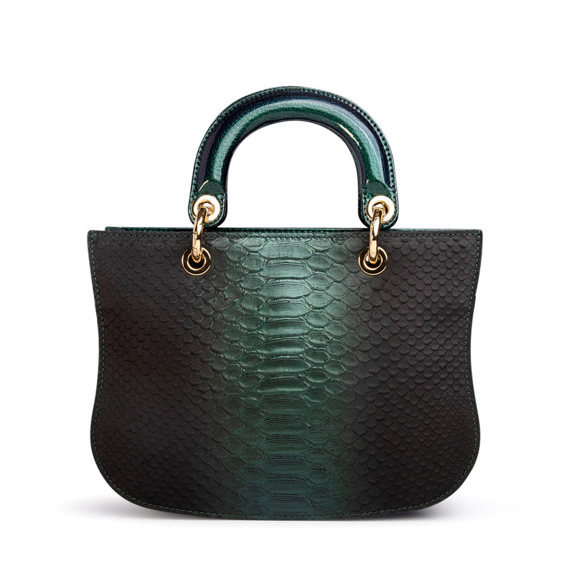 Mademoiselle Satchel: Designer Crossbody Bag in Green Snakeskin - THE WILD SHOWCASE