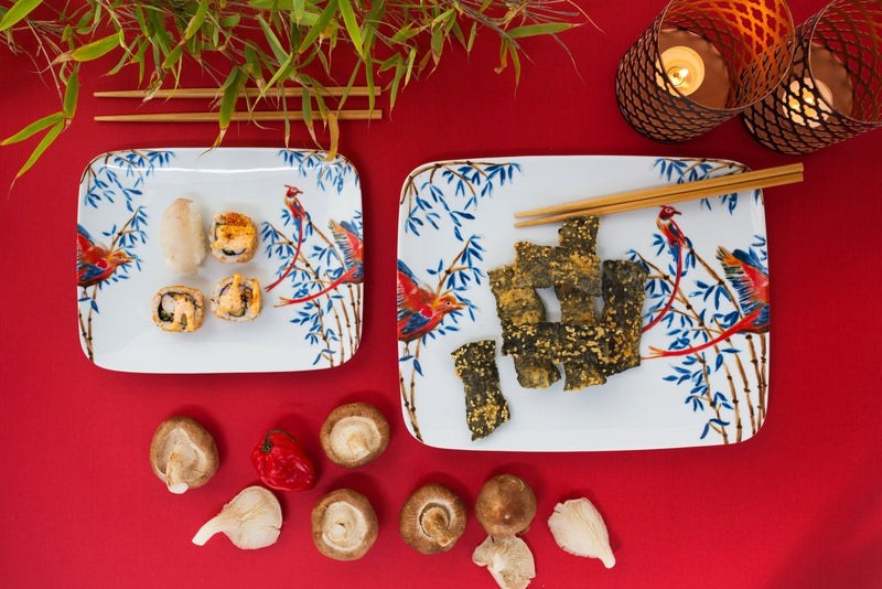Rectangle plate or Sushi dish Bamboo & Singing Birds - THE WILD SHOWCASE